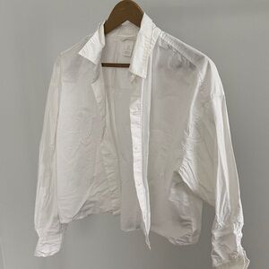 H&M White Button-Up Shirt with Classic Collar